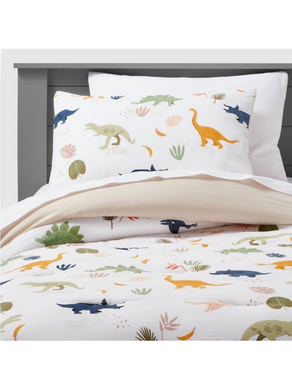 Pillowfort - Twin Dinosaur Cotton Comforter Quilt & Sham Set NEW W/ TAG